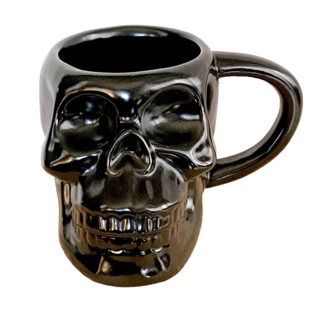 Hyde And Eek Black Matt Skull Mug Cup Stoneware Pottery Art Holloween 12oz